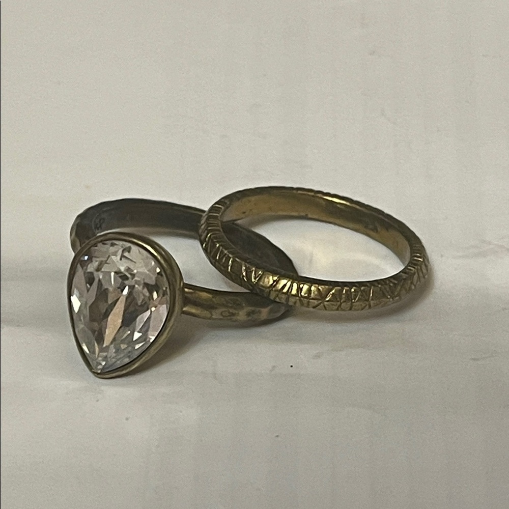 Silpada Gold-Tone Ring Set with Clear Stone sz 10